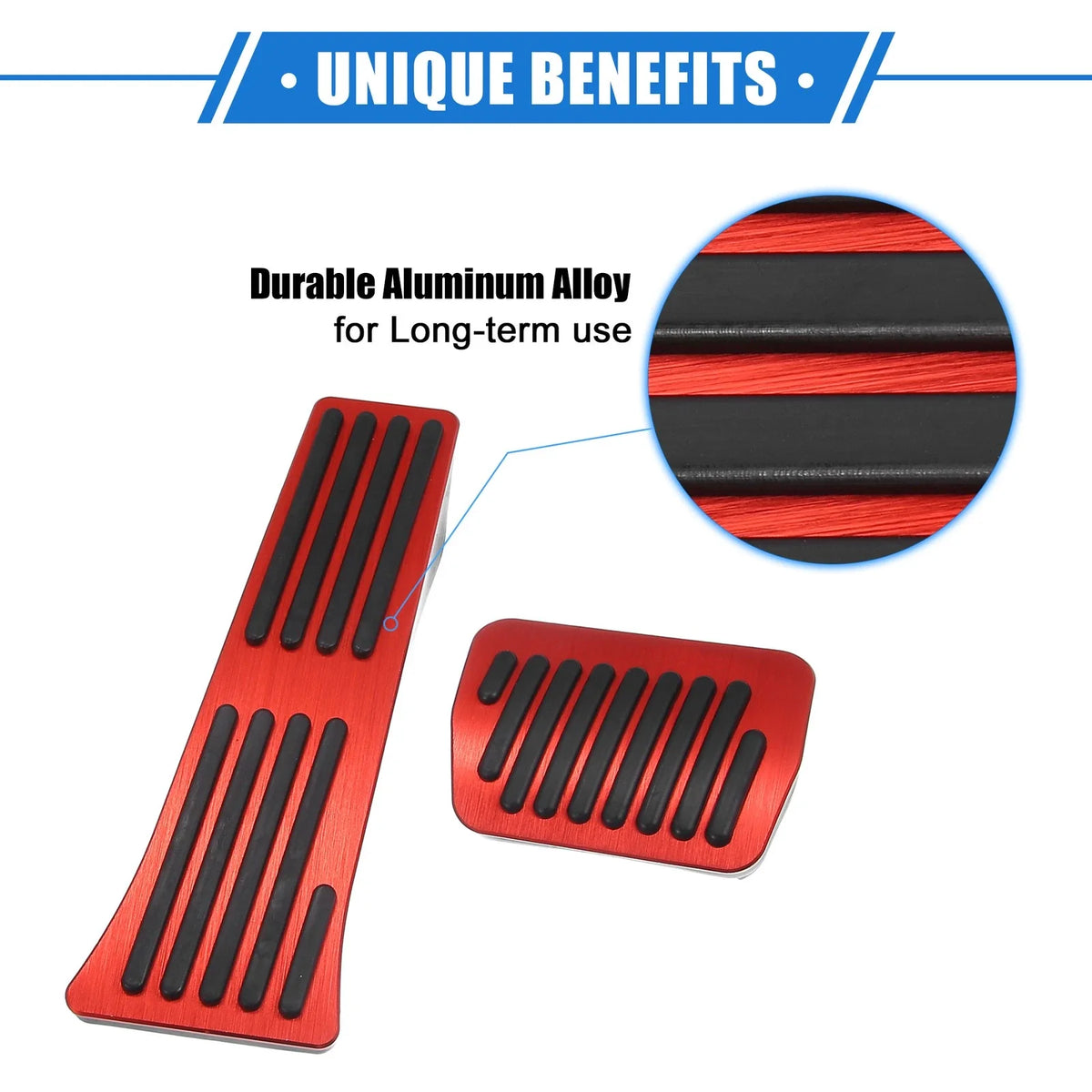 3 Pcs Gas Accelerator Brake Foot Rest Pedal for Ford Explorer (2020–2023) Red