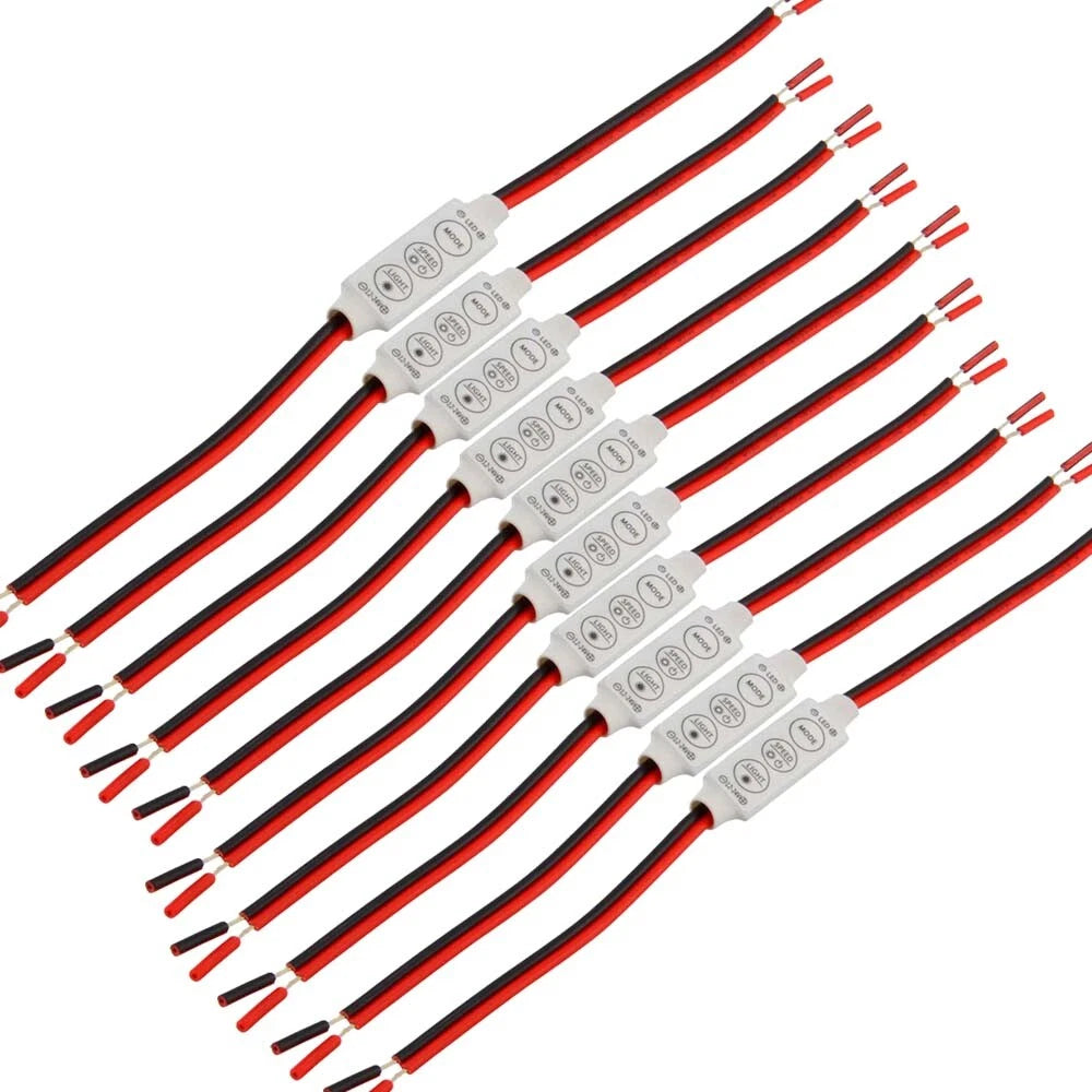 Set of 10 Low-profile Inline Controller Dimmer Switch for LED Strip Light