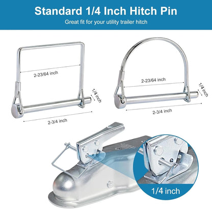 8PC Trailer Hitch Pins for Secure Towing (Standard 1/4 Inch)