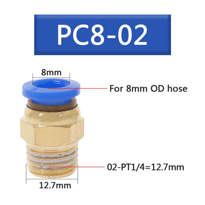 20 Male Straight Connector Tube OD 5/16" (8mm) X NPT 1/4 PU Air Fitting
