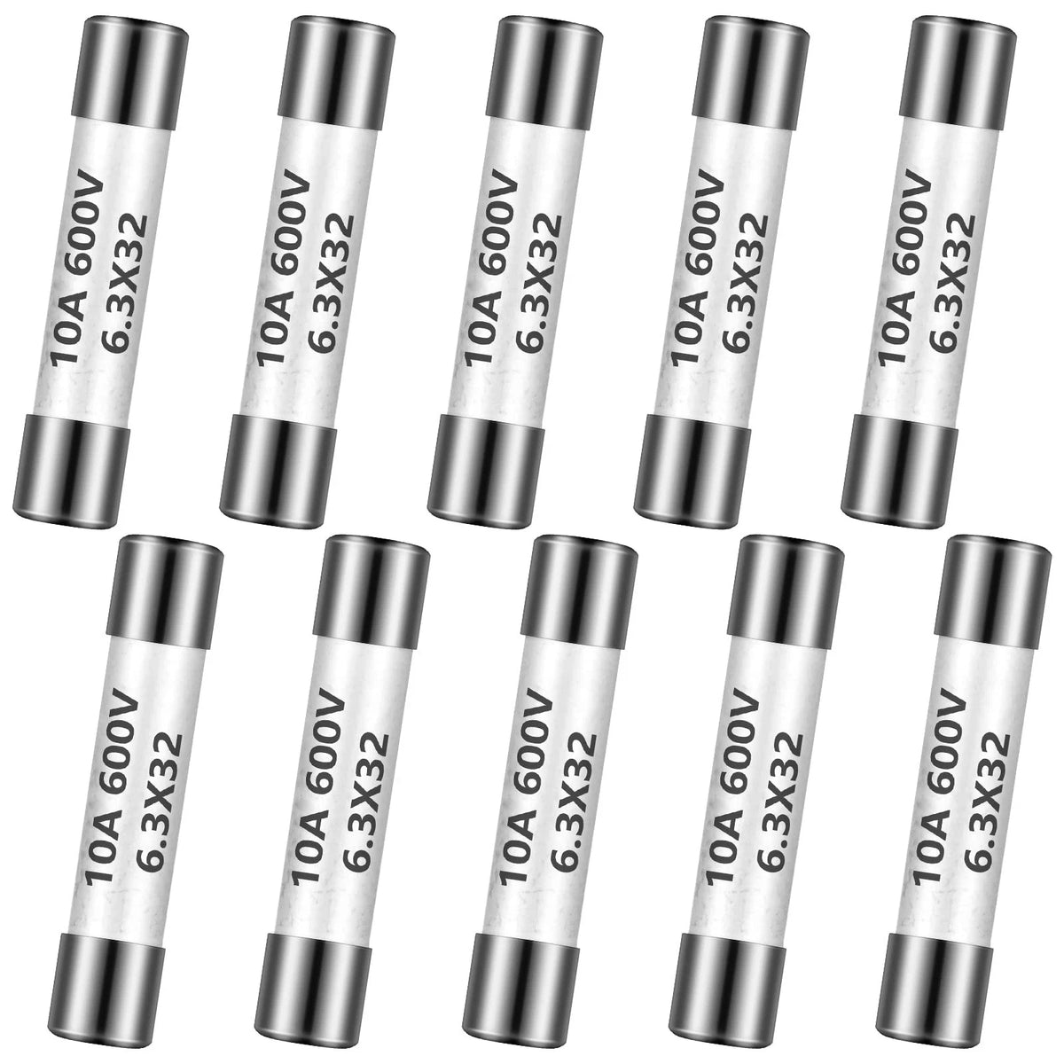 10 Pieces 6.3 x 32 mm 10 Amp Fuses (600V)