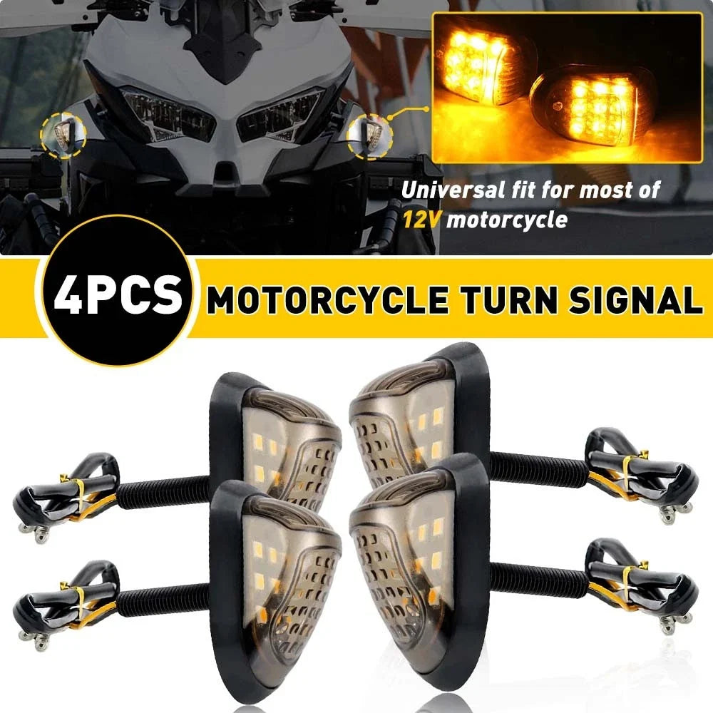 Set of 4 Smoke Amber LED Turn Signal Indicator Lights for Universal Motorcycle