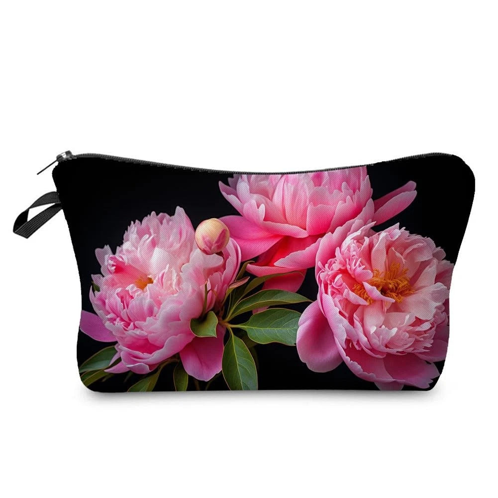 Cosmetic Bag for Women - Floral Peony Small Makeup Bag