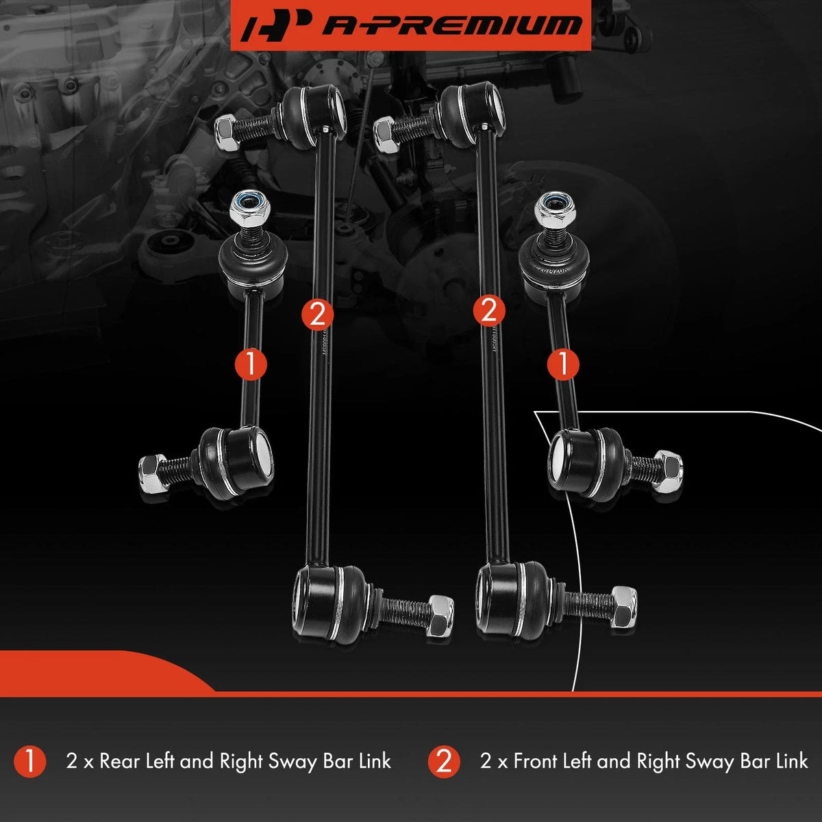 Set of 4 Sway Bar Links with Ball Joint for Kia Stinger (2018–2023)