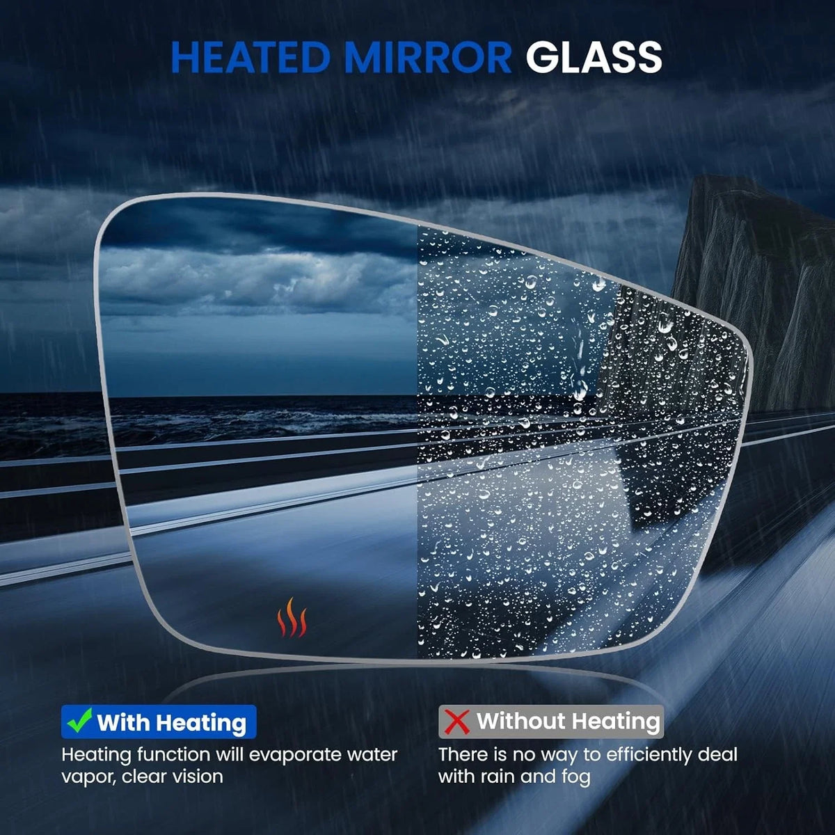 Right Heated Side Mirror Glass for VW Jetta Passat Beetle (2011–2018)