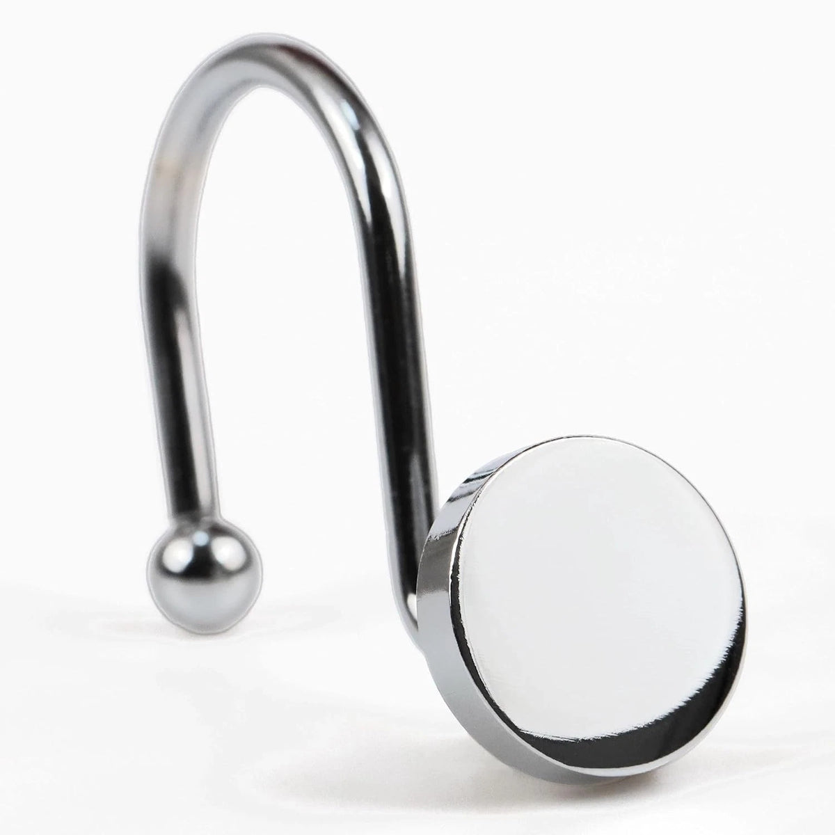 Set of 12 Round Button Shower Curtain Hooks for Heavy Metal Curtains