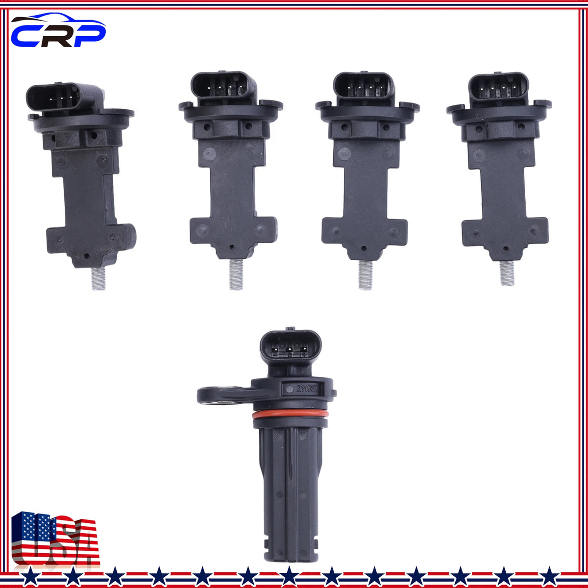 Set of 5 Camshaft Crankshaft Position Sensors for Jeep Wrangler JK (2012–2017) PC893, PC950, PC950T, PC929
