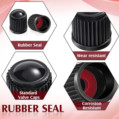 20 Pcs Tire Valve Stem Caps for Universal Cars (Plastic, Black)