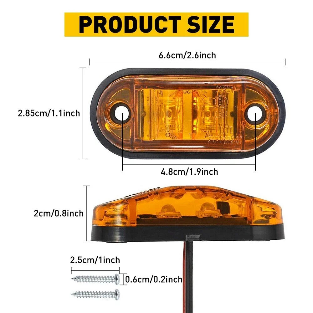 Set of 10 Oval LED Marker Lights for Truck Trailer (12V)