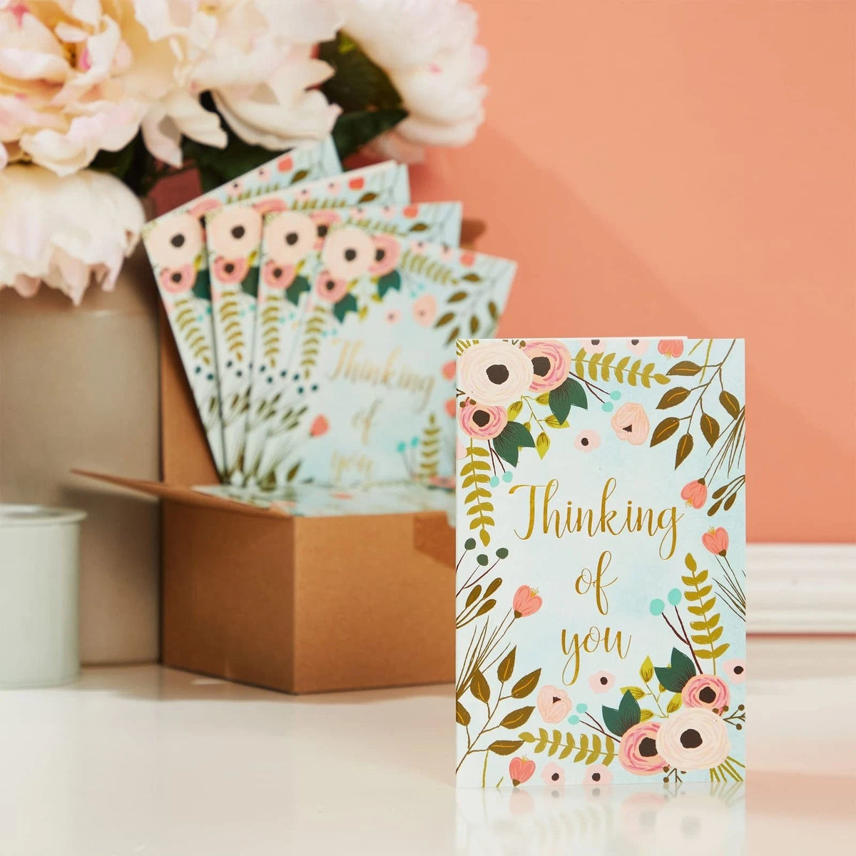 48 Pack Thinking of You Cards Bulk - 4x6 Inches, Blue