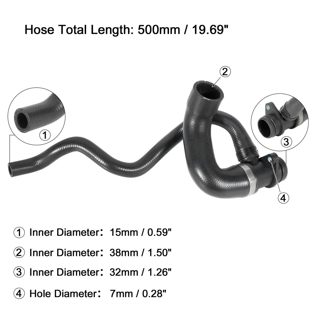 Radiator Coolant Water Hose for BMW (11537639998, 11537603513)