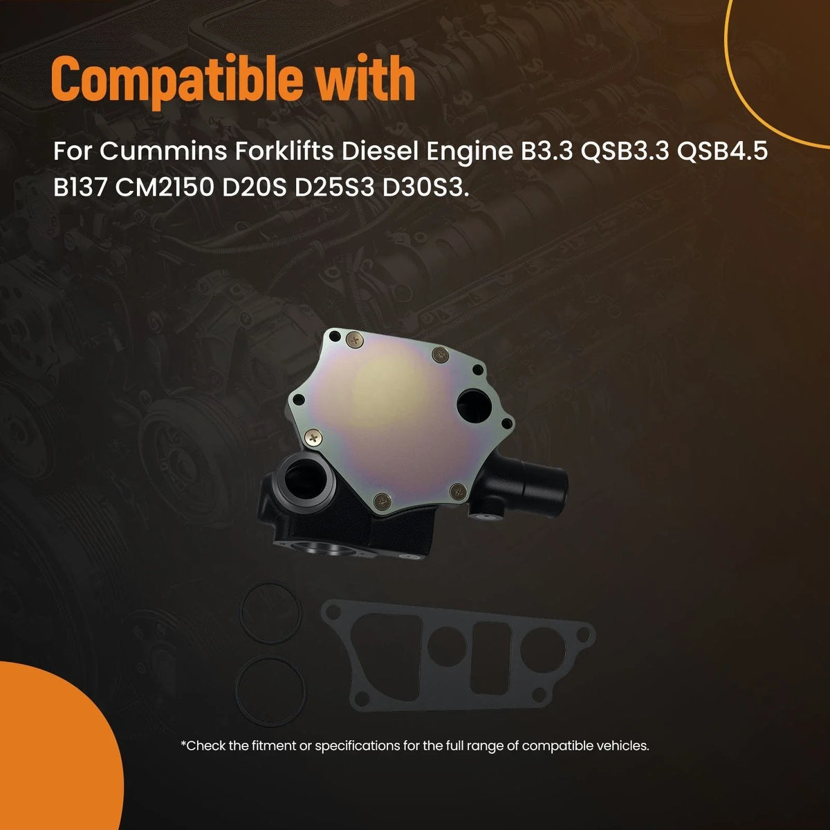 Cooling Water Pump for Cummins B3.3 QSB3.3 QSB4.5 (Forklift & Industrial) 3800885
