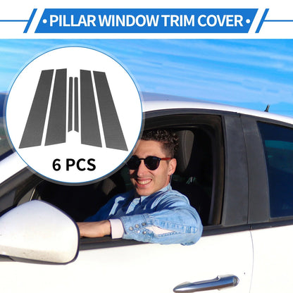 Set of 6 Door Pillar Window Trim for Kia Optima (2011–2015) Carbon Fiber