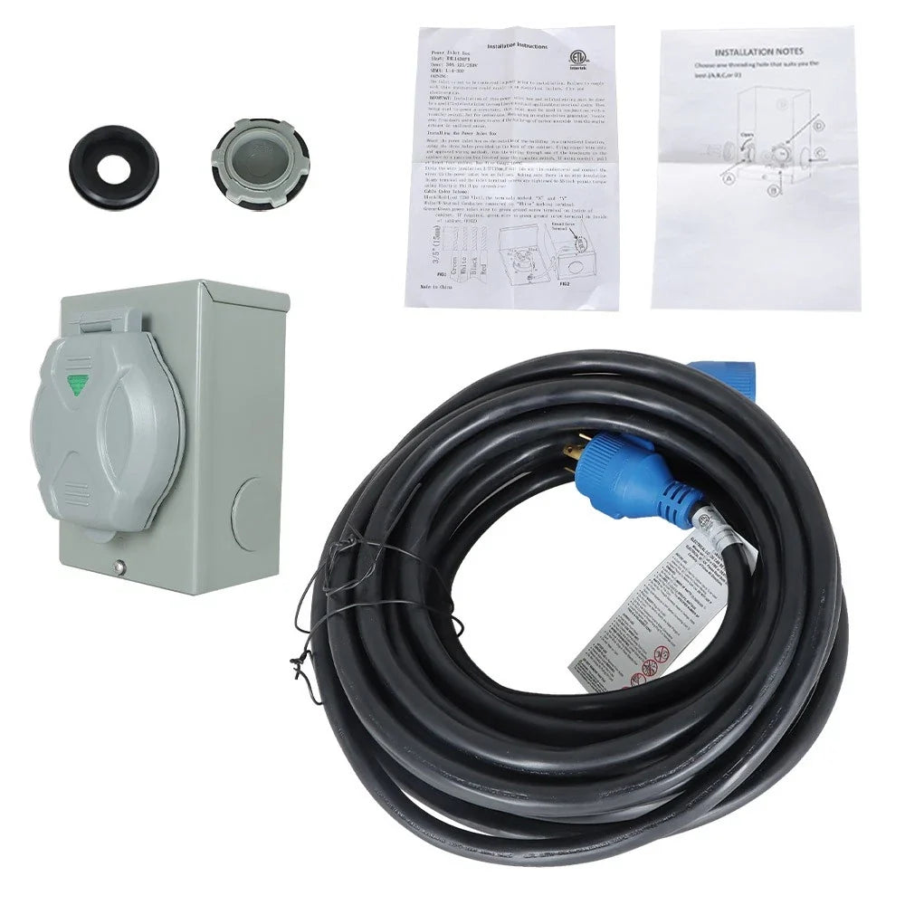 30 Amp Generator Extension Power Cord for NEMA L14-30 (25/50/75/100 Ft)