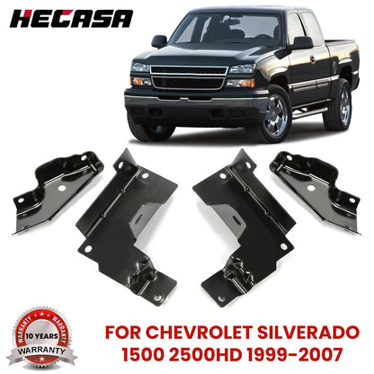 Set of 4 Front LH & RH Bumper Brackets for Chevrolet Silverado 1500 2500HD (1999–2007)