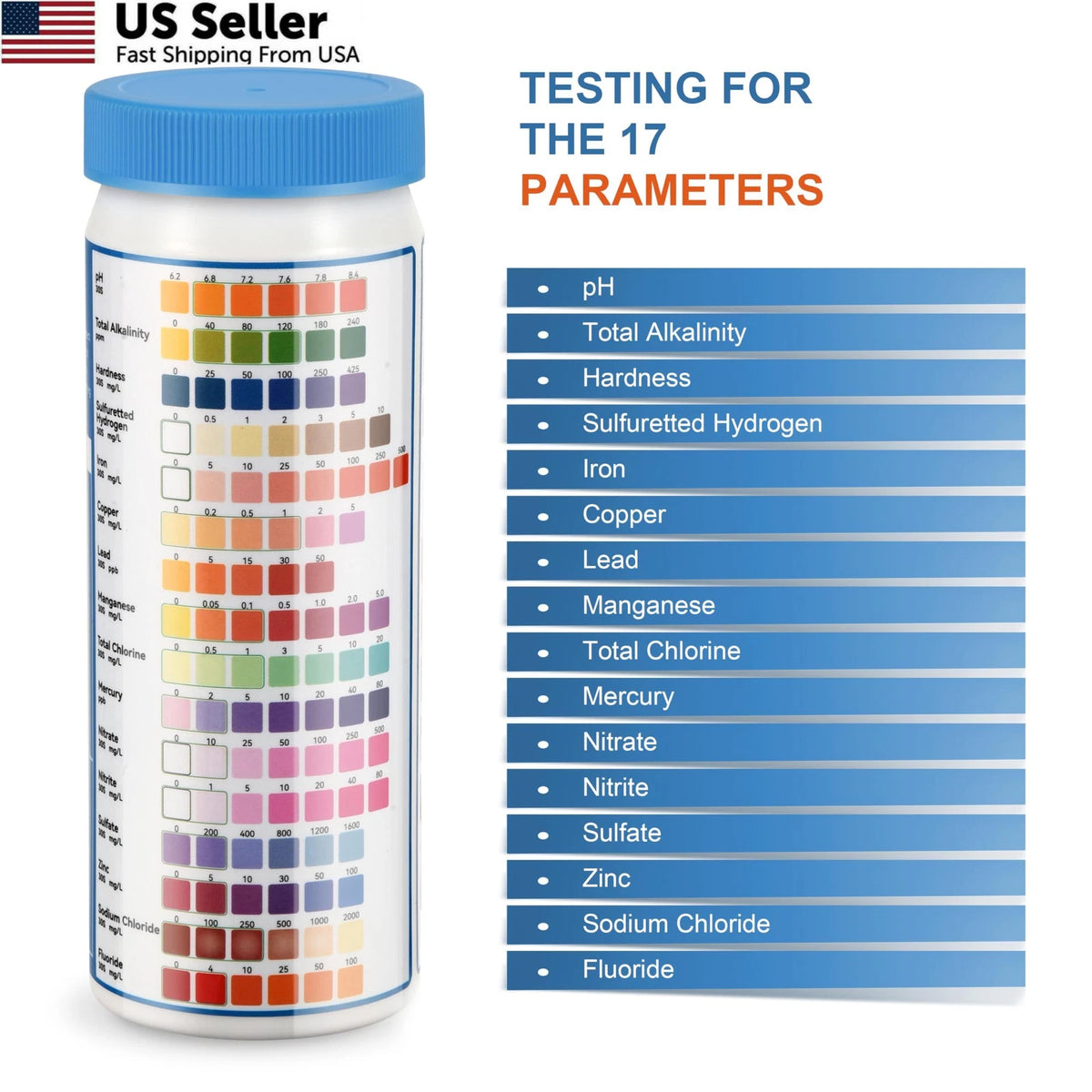 Drinking Water Test Strips 17-in-1 (100 + 2 Bacteria Tester)