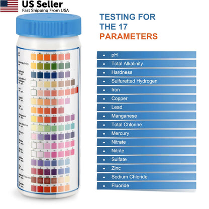 Drinking Water Test Strips 17-in-1 (100 + 2 Bacteria Tester)