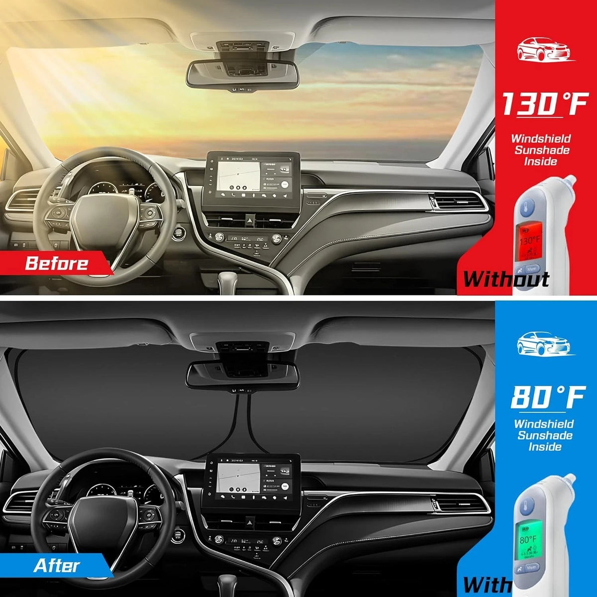 Windshield Sun Shade for Ford Transit 150 250 350 350HD (2015–2026)
