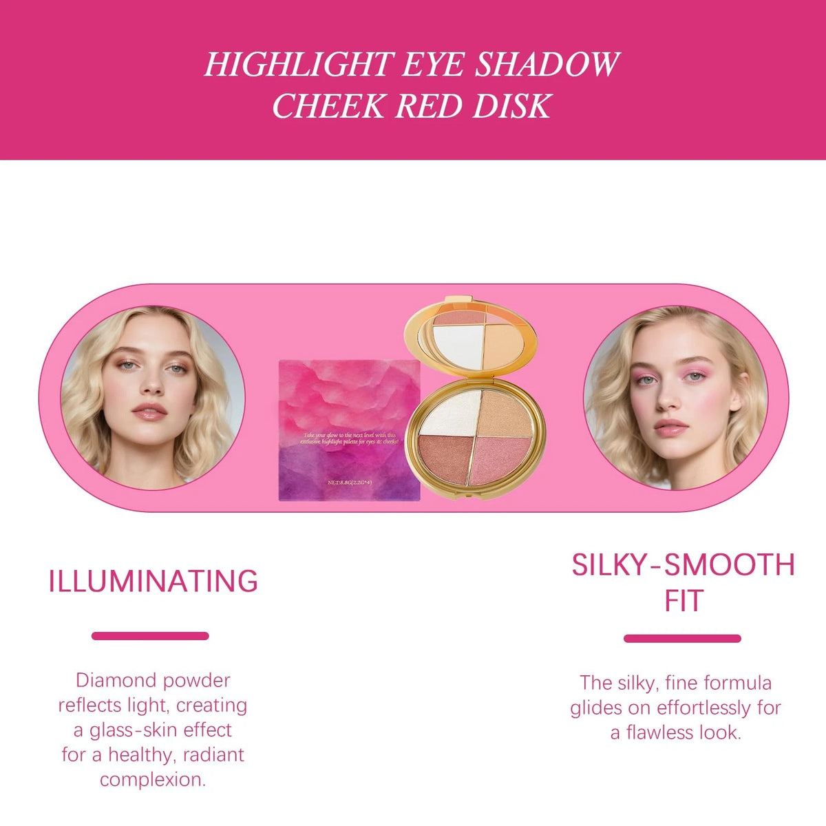Eye & Cheek Palette for Eyeshadow and Highlighter (Pack of 1)