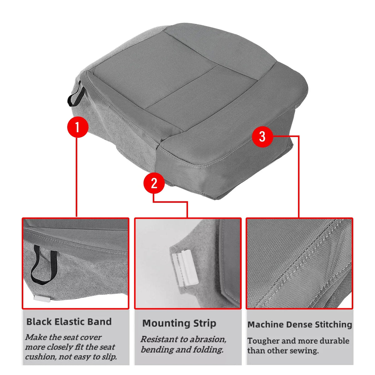 Driver Bottom Cloth Seat Cover for Ford F150 (2004–2008) Gray