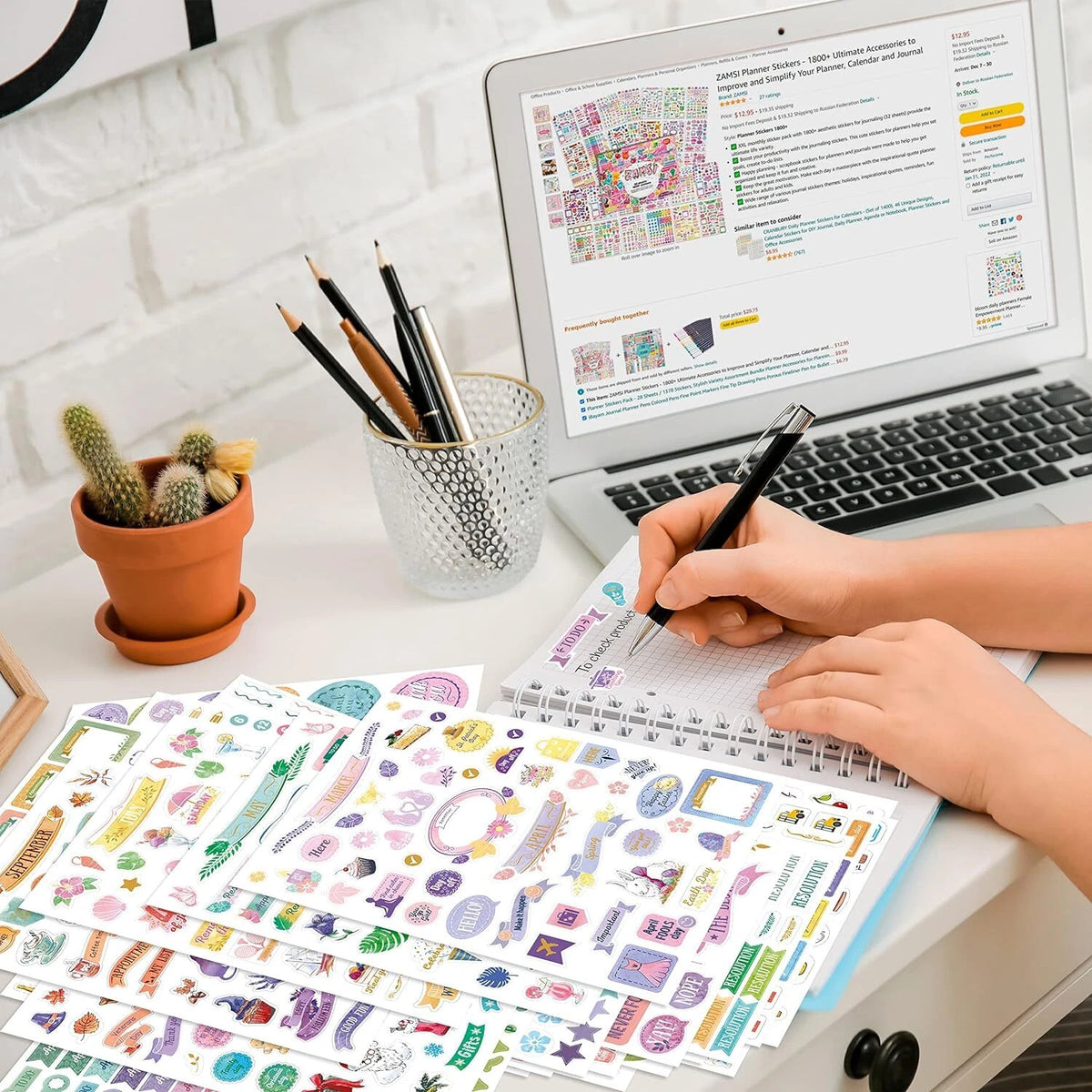 Set of 1300+ Aesthetic Planner Stickers for Fun Planning