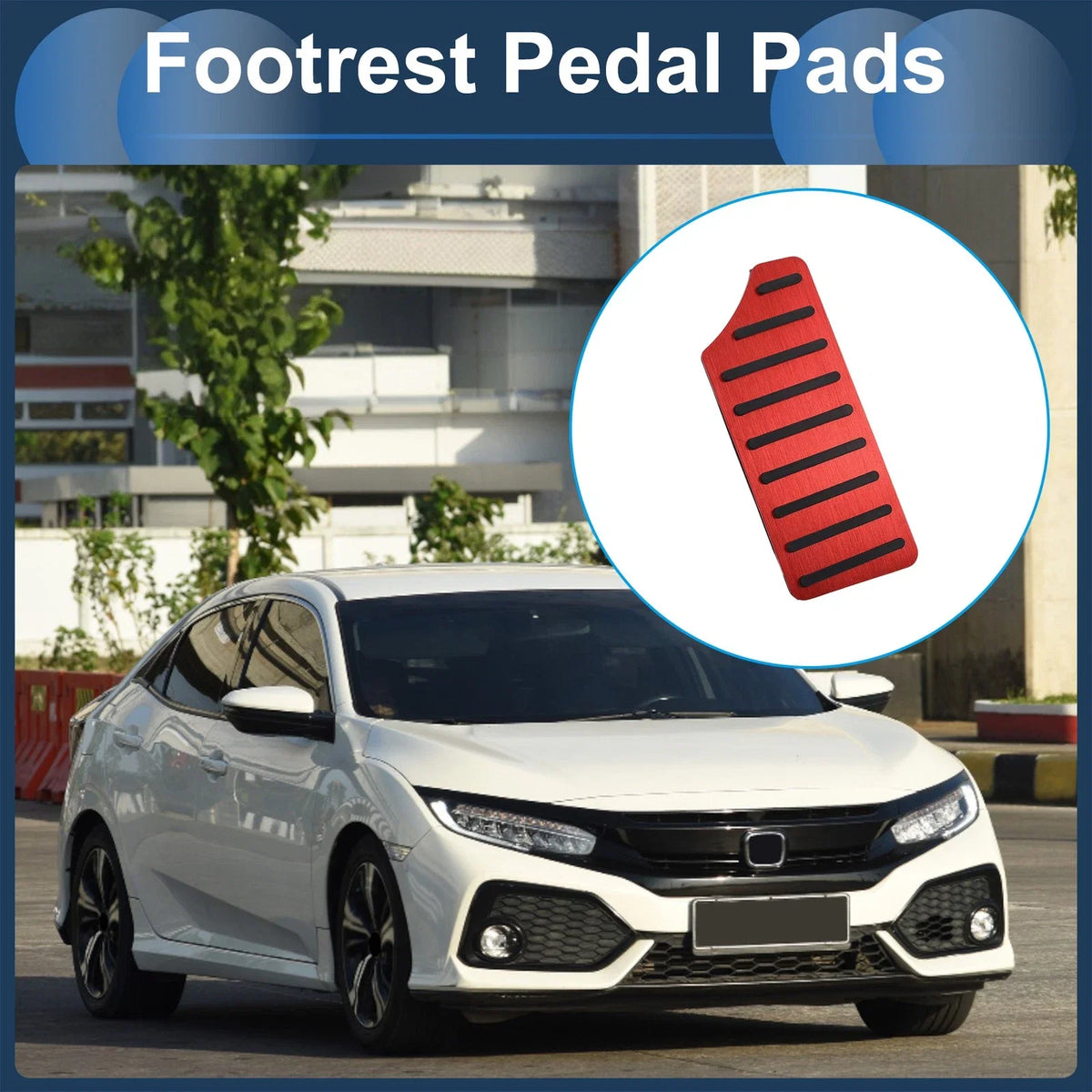 Footrest Pedal Pad Cover for Honda Civic (2016–2021) - Red