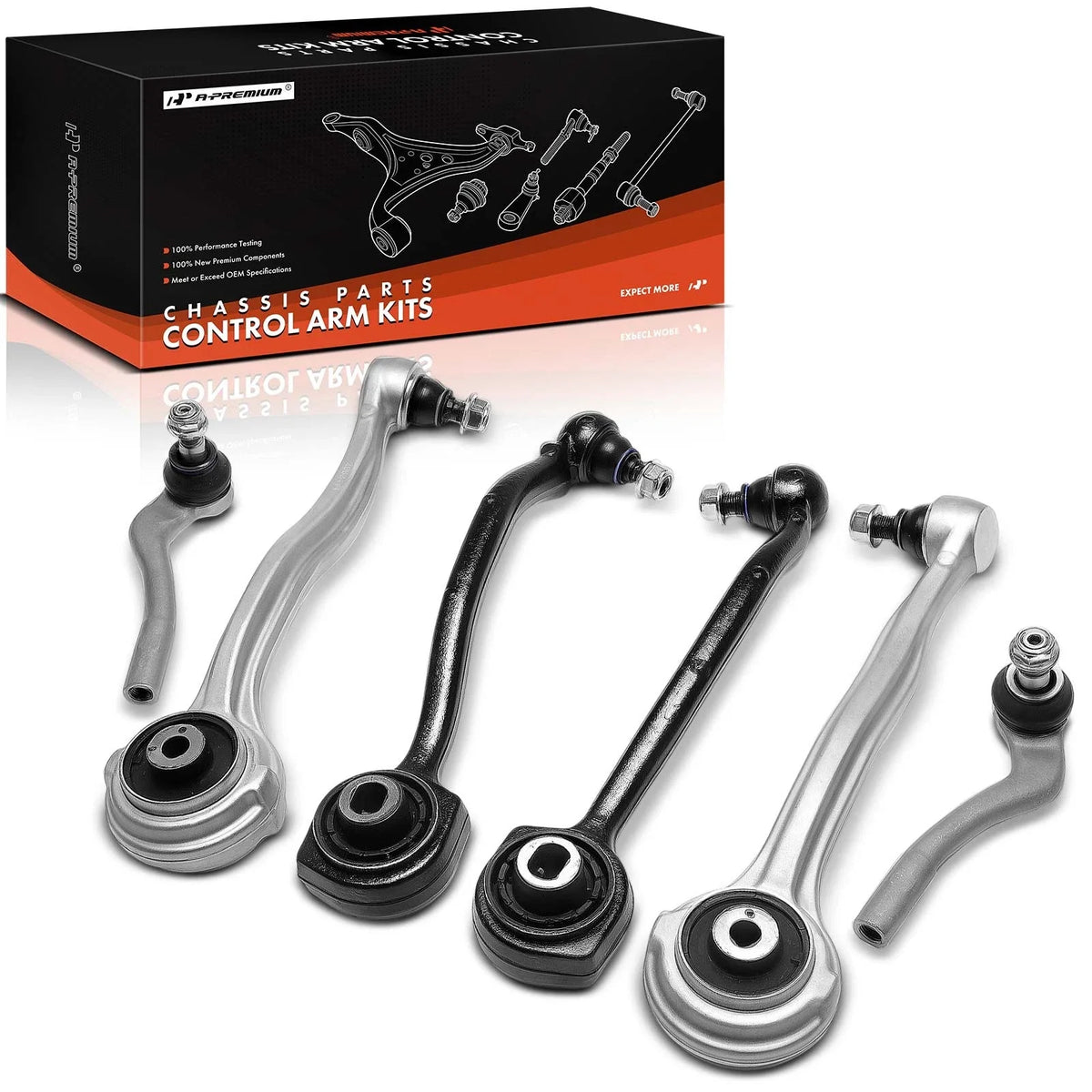 6X Front Control Arm with Ball Joint & Tie Rod End for Mercedes-Benz W203 (2001–2007)