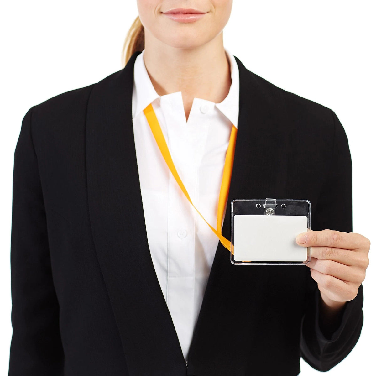 Set of 50 Horizontal ID Badge Holders Clear Plastic Name Tag Sleeves