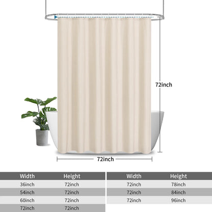 2X Waterproof Fabric Shower Curtain for 72"W x 72"L (Pack of 1), Cream