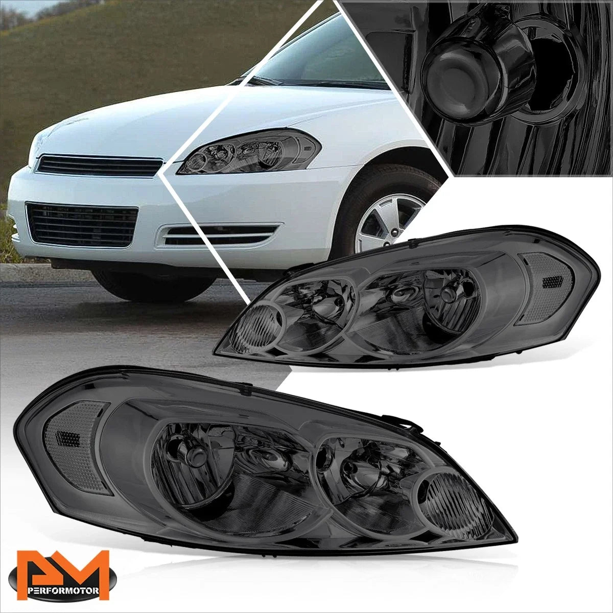 Factory Style Headlights Smoked/Clear for Chevy Impala Limited Monte Carlo (2006–2016)