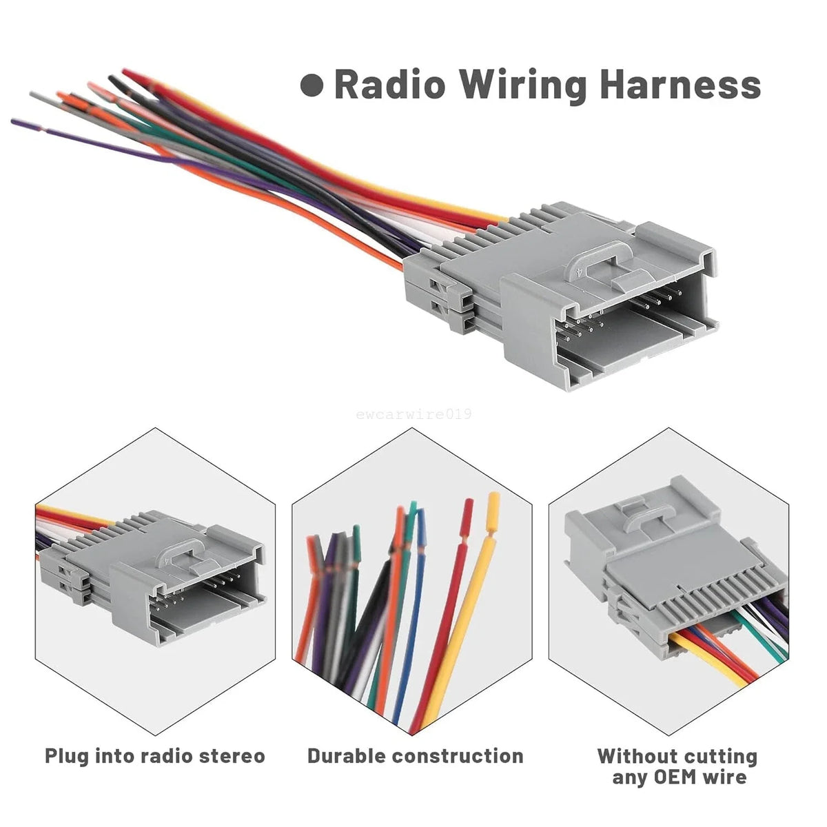 Car Radio Install Wire Harness Power Plug & Antenna Adapter for Buick Rainier (2004–2007)