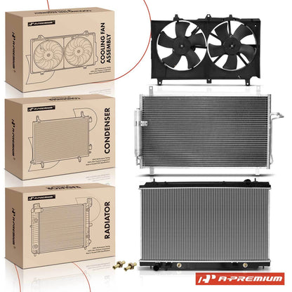 Radiator & AC Condenser & Cooling Fan Kit for Nissan 350Z (2007) - 21486CD000, 21487CD000, 21487CD00A