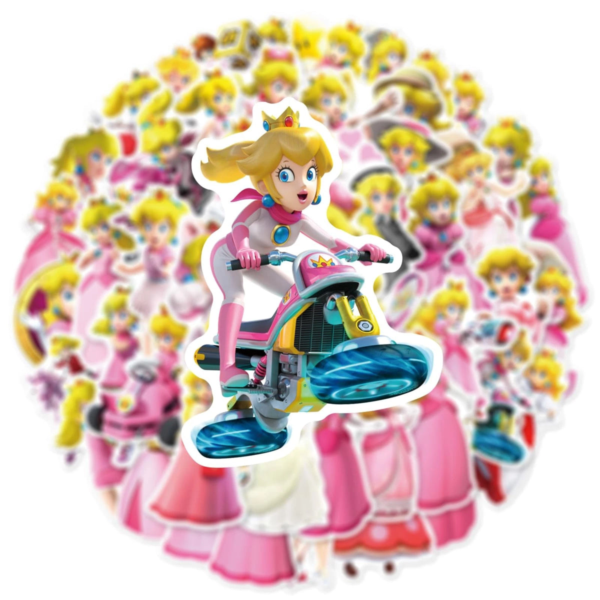 50Pcs Cartoon Princess Peach Stickers for Kids (2-3 inch)
