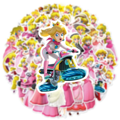 50Pcs Cartoon Princess Peach Stickers for Kids (2-3 inch)