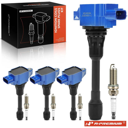 Set of 4 Ignition Coils & 4 Iridium Spark Plugs for Nissan Altima (2007–2013)