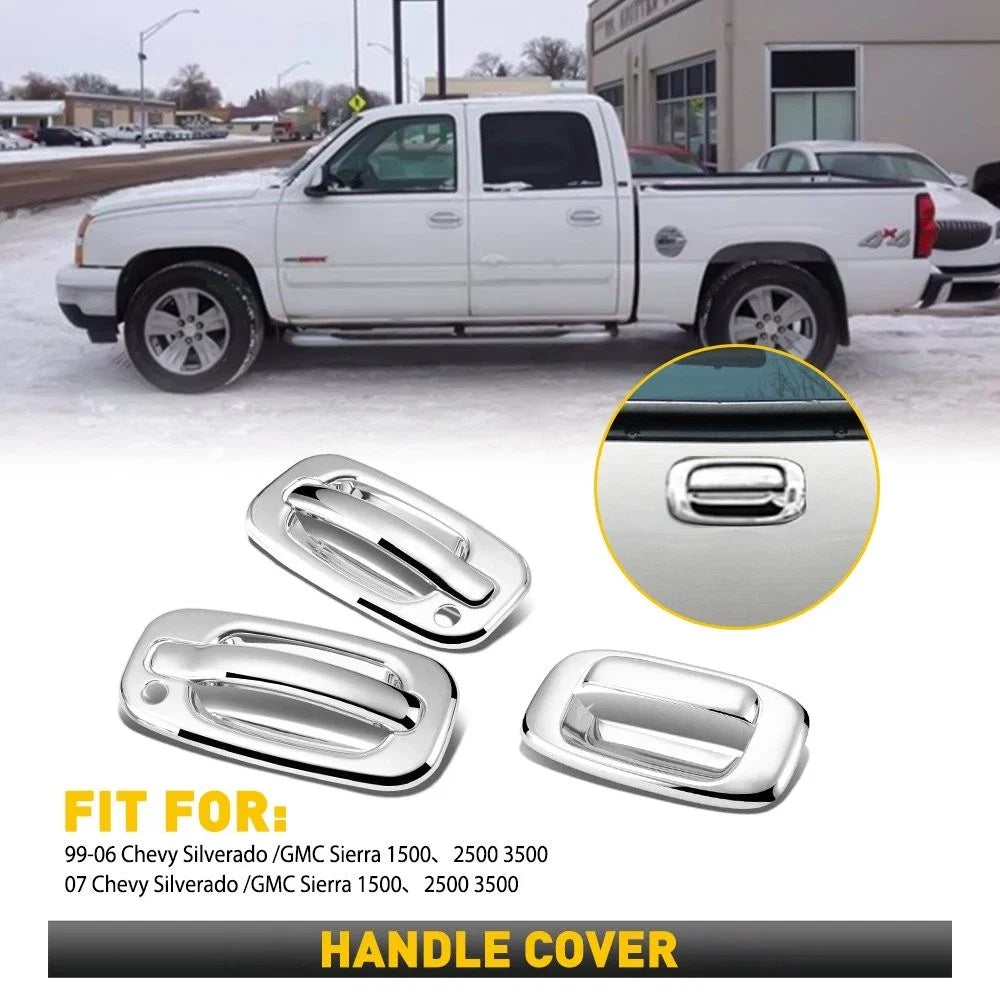 Set of 4 Chrome Door Handle Covers for 2007 Chevy Silverado/GMC Sierra 1500 2500 3500