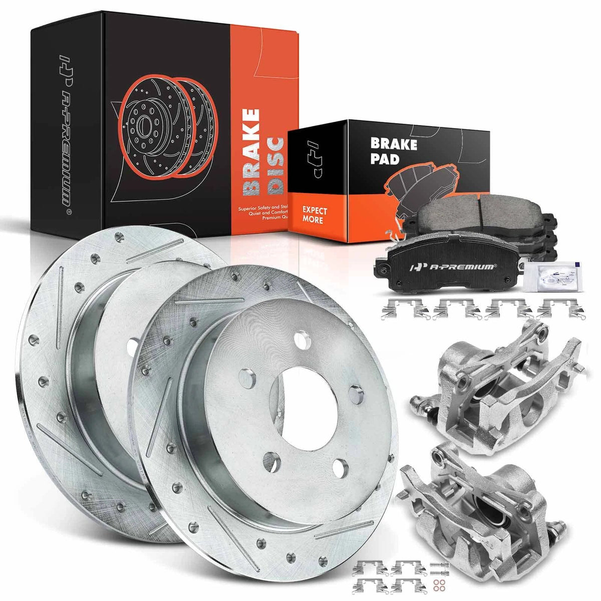 Set of 8 Rear Drilled Brake Rotors and Pads for Chevrolet Pontiac Olds