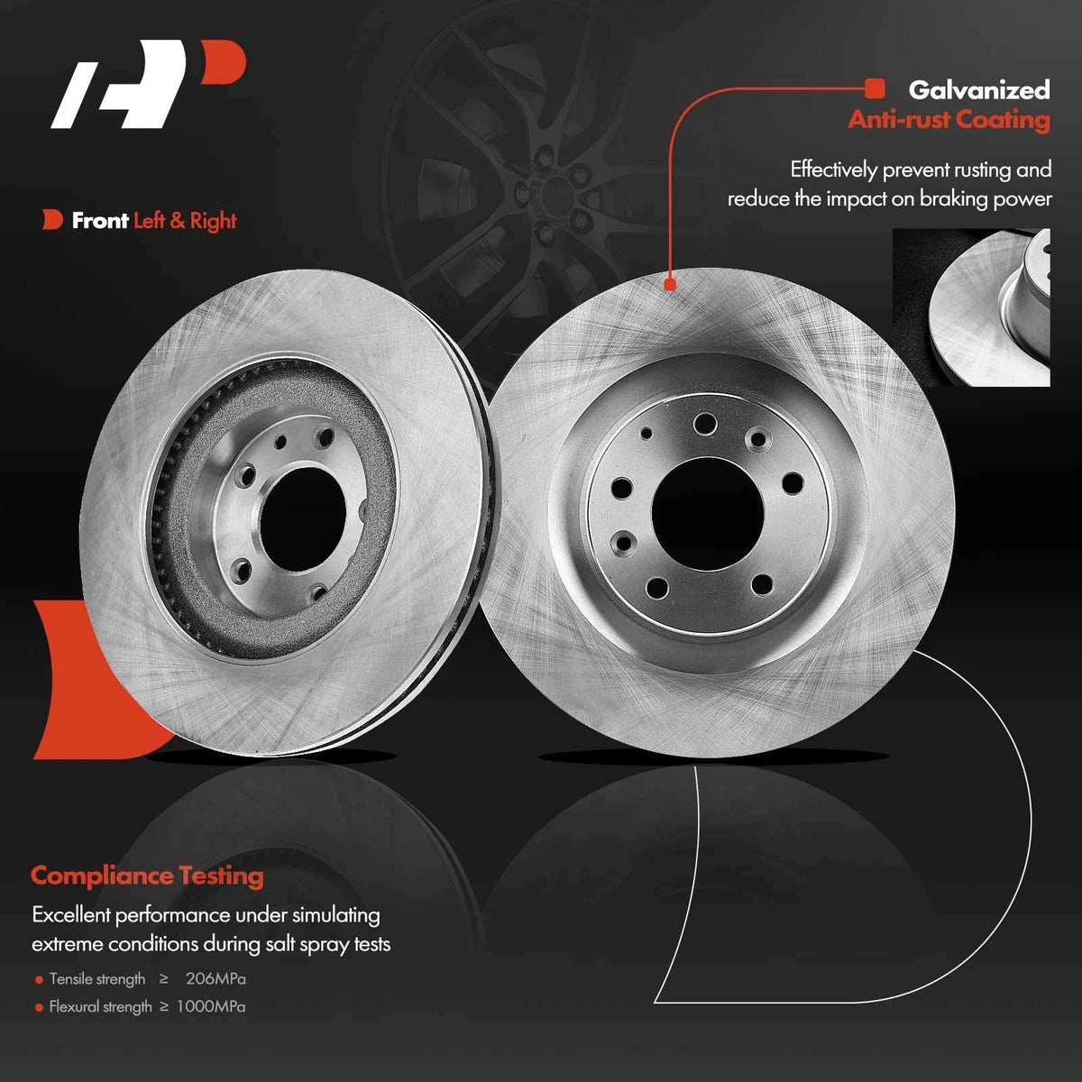 Set of 4 Disc Brake Rotors & Ceramic Pads for Mazda CX-9 (2007–2015) CFC1258, SBC1258, BC1258