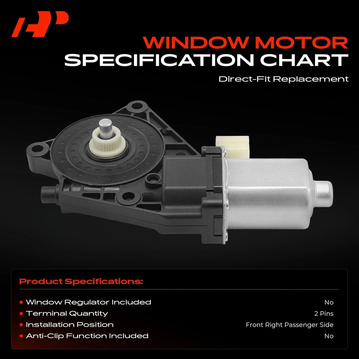 Front Right Window Motor for Ford Fusion, Mercury Milan (2006–2012) 6E5Z5423394AA, 742-201