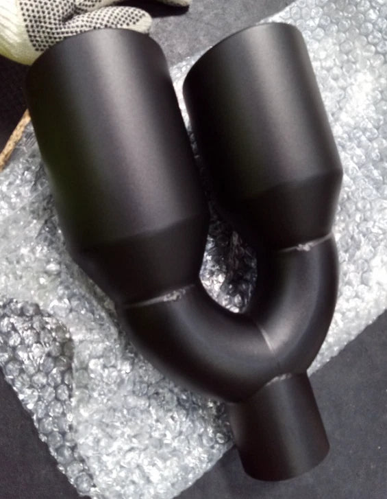 2.5" Quad Dual Wall Staggered 4" Out Bevel Stainless Steel Exhaust Tips