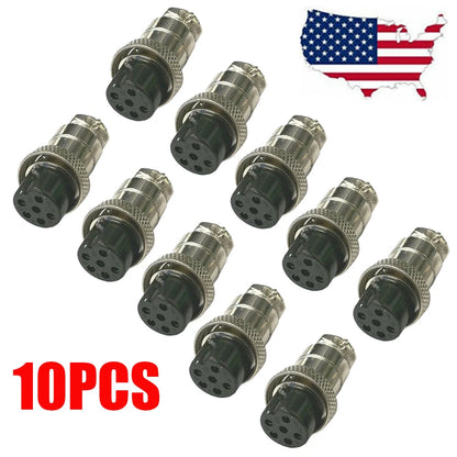 10X 6 Pin Microphone Connector for Ham & CB Radio - Solder Type