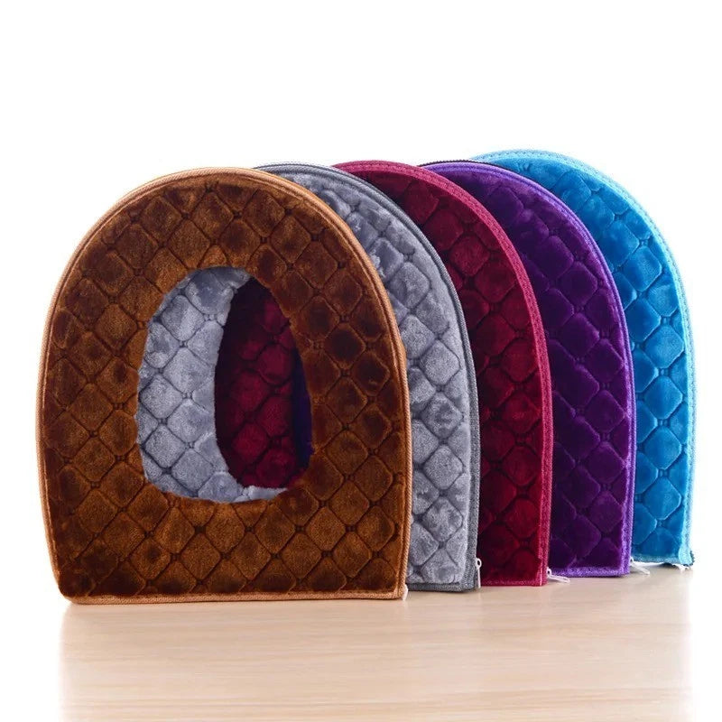 Soft Plush Toilet Seat Cover for Bathroom (Washable, Winter Warmer)
