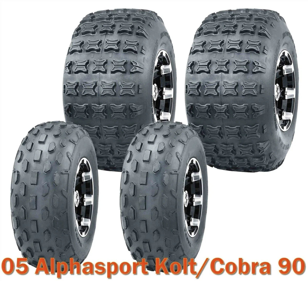 Set of 4 ATV Tires 19x7-8 & 18x9.5-8 for Alphasport Kolt/Cobra 90 (2005)