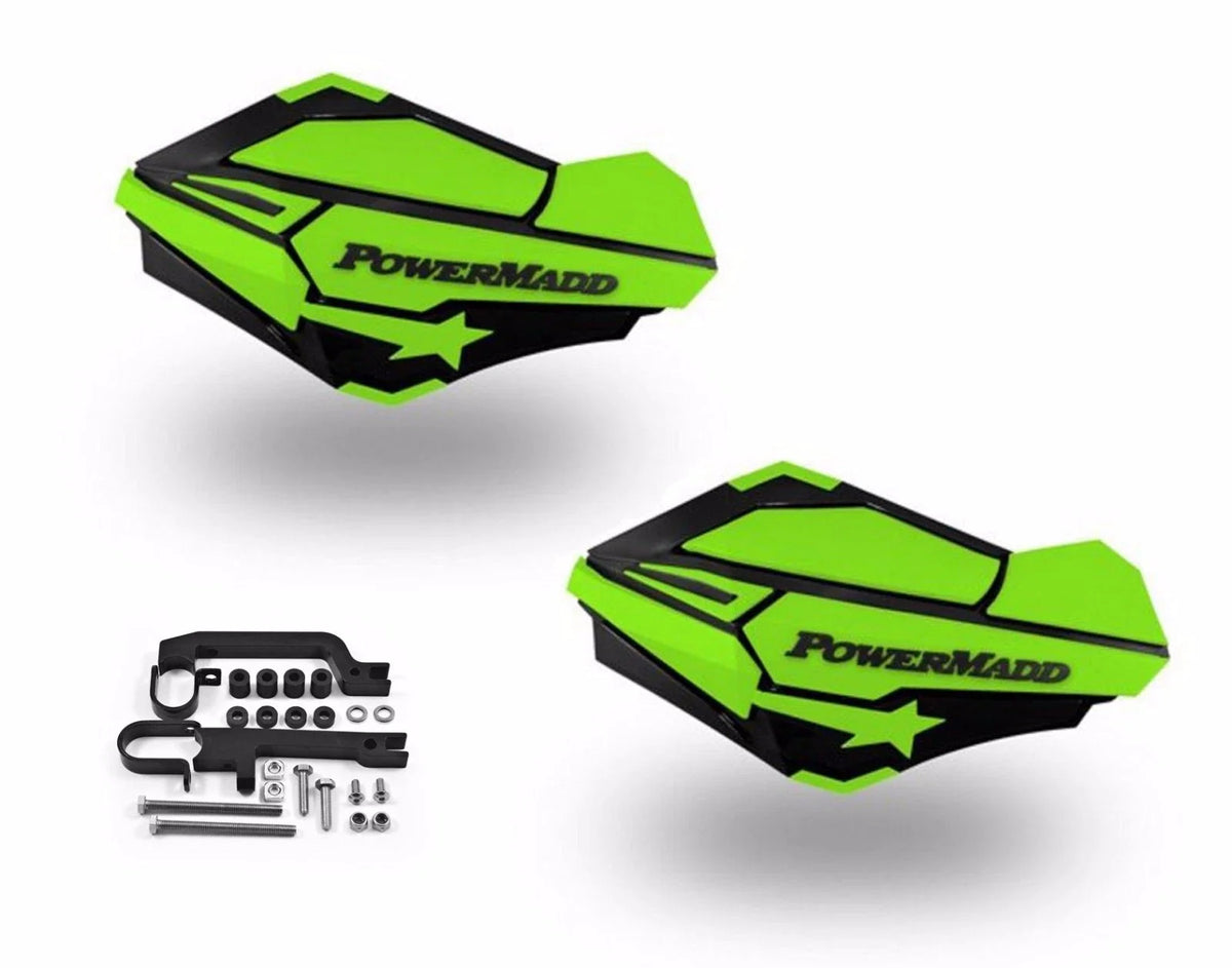 PowerMadd Sentinel Handguards Kit for Snowmobile (Black Green)