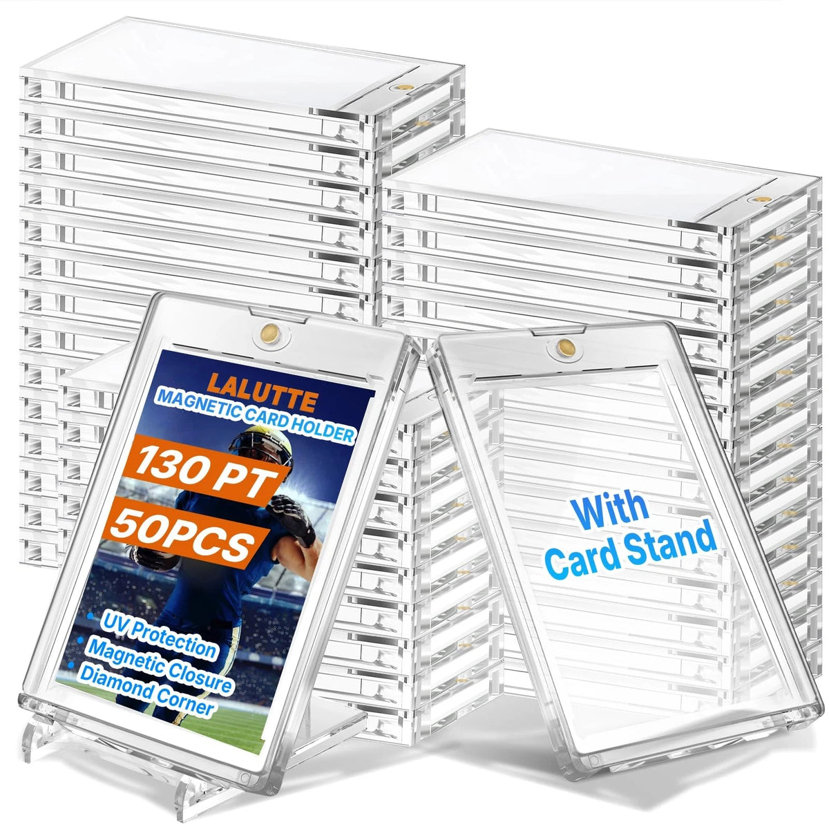 50 Pcs Magnetic Card Holder with 10 Stands for Various Applications