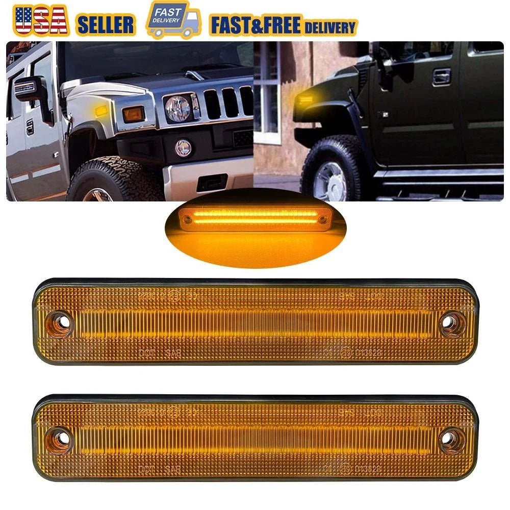 Set of 2 Amber LED Side Marker Turn Signal Lights for Hummer H2 (2003–2009)