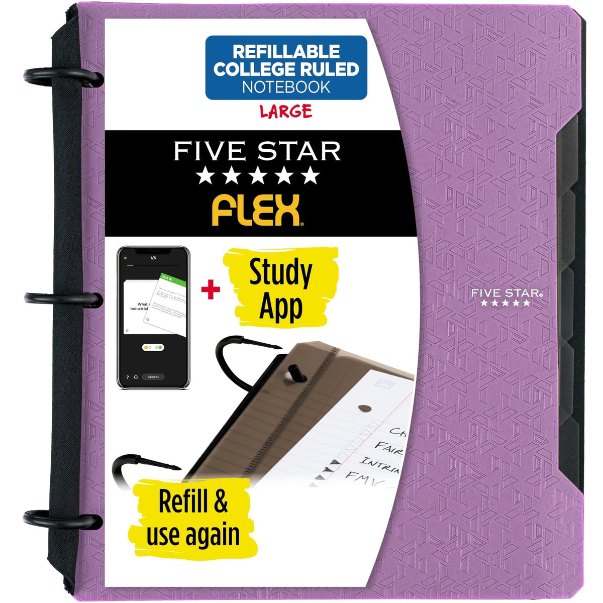 Five Star Flex Refillable Notebook for Study App (1 Pack, Amethyst Purple)
