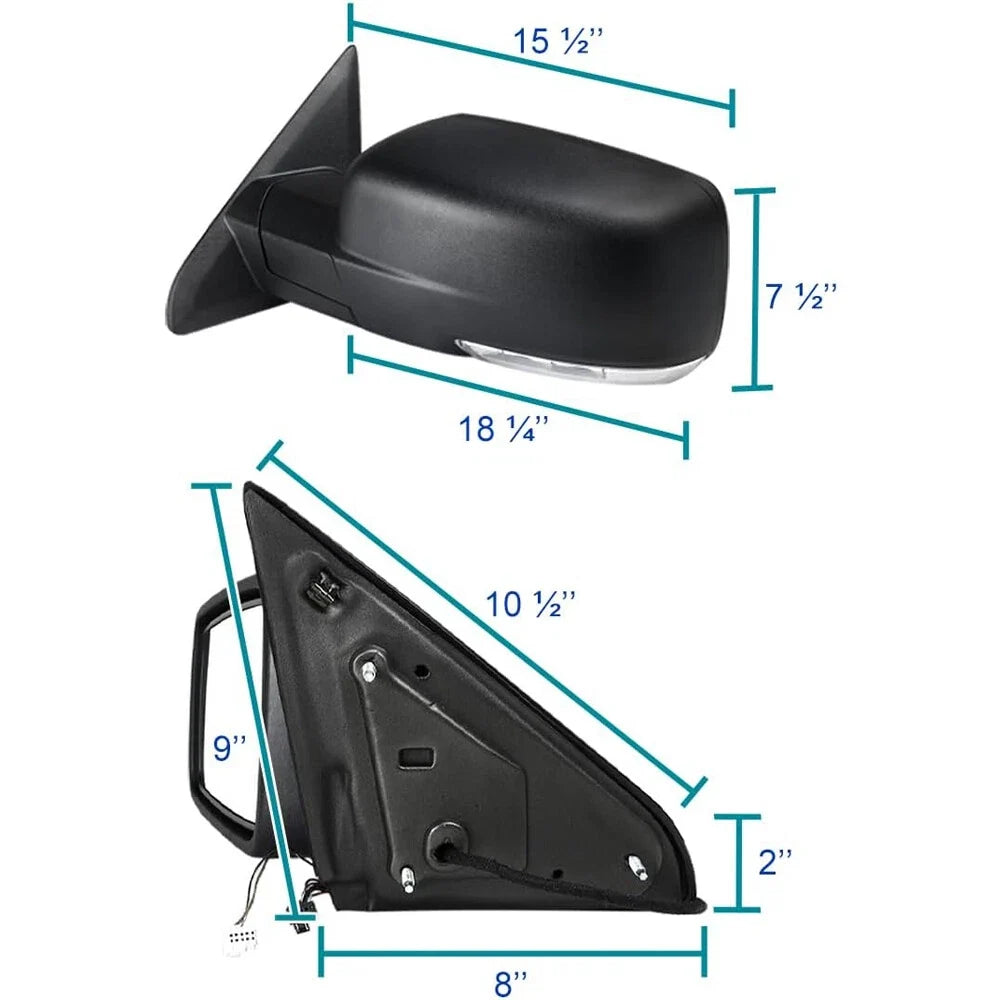 Power Fold Heated Temp Sensor Mirror for Dodge Ram 1500 (2013–2019)