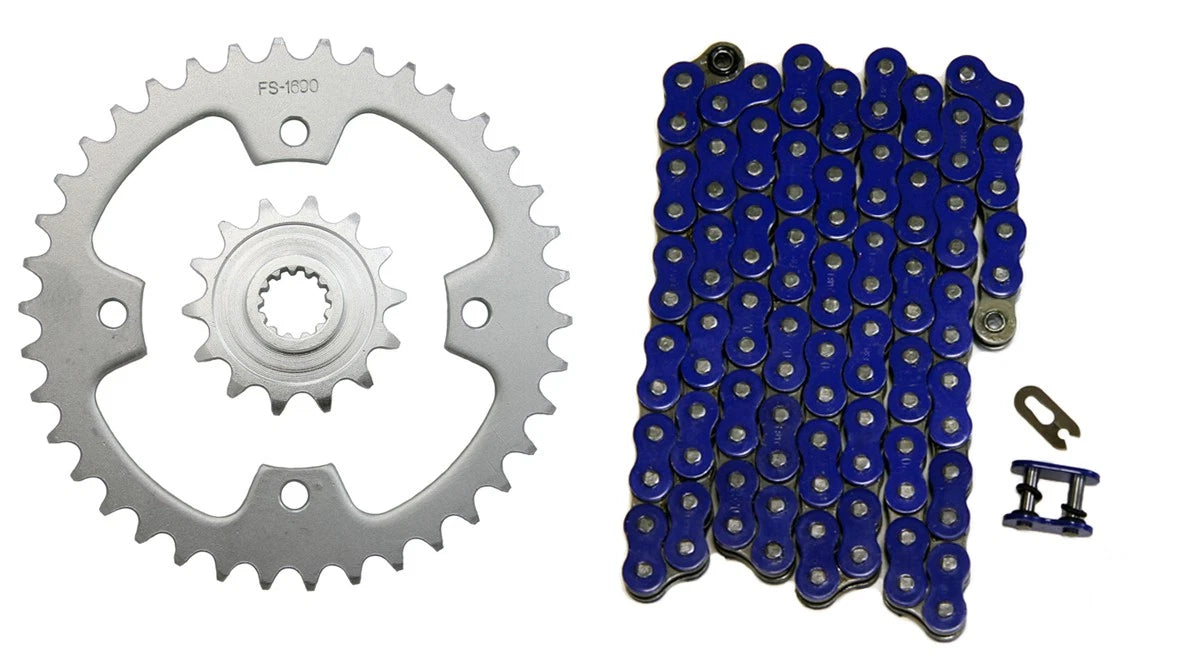 2X Blue 520x94 O-Ring Drive Chain & 14/38 Sprockets for Kawasaki KFX450R (2008–2014)