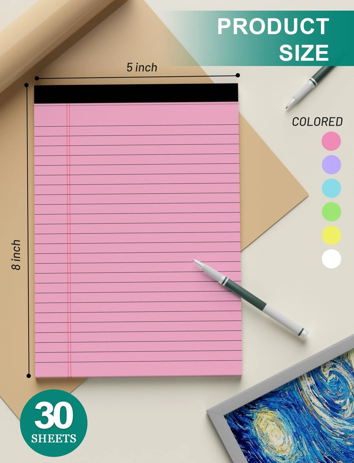 12 Pack Colorful Legal Pads 5x8 Inch for Note Taking